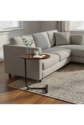 H&O Direct Metal Side Table with E1 MDF Tabletop in Walnut - thumbnail 2