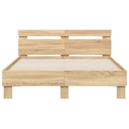 Berkfield Home Bed Frame with LED without Mattress Sonoma Oak 120x200 cm in Light Oak - Size: Small Double - thumbnail 7