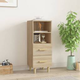 Berkfield Home Sideboard Sonoma Oak 34.5x34x90 cm Engineered Wood in Light Tan - thumbnail 2