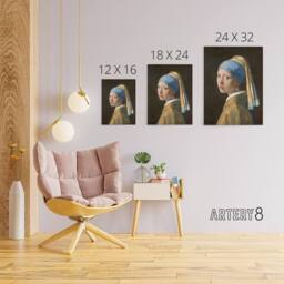 "Artery8 Johannes Vermeer With A Pearl Earring Canvas Wall Art Print - Size: W18"" x H24""" - thumbnail 4