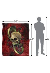 JQ Licensing Brian Allen Skull Snake & Roses Silky Touch Super Soft Throw Blanket 152 X 127 cm in White - thumbnail 5