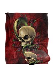 JQ Licensing Brian Allen Skull Snake & Roses Silky Touch Super Soft Throw Blanket 152 X 127 cm in White - thumbnail 2