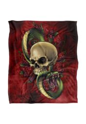 JQ Licensing Brian Allen Skull Snake & Roses Silky Touch Super Soft Throw Blanket 152 X 127 cm in White - thumbnail 1