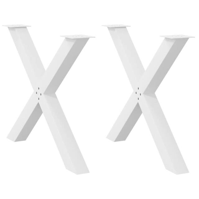 Berkfield Home Dining Table Legs X-Shaped 2 pcs White 90x(72-73) cm Steel - image 1