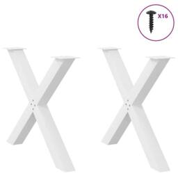 Berkfield Home Dining Table Legs X-Shaped 2 pcs White 90x(72-73) cm Steel - thumbnail 3