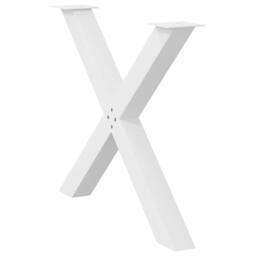Berkfield Home Dining Table Legs X-Shaped 2 pcs White 90x(72-73) cm Steel - thumbnail 4