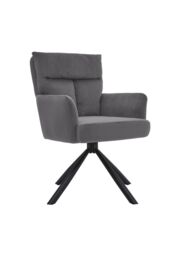 Living and Home Modern Upholstered Swivel Armchair with Black Legs in Grey - thumbnail 4