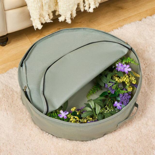 OHS Plain Wreath Storage Bag Xmas Decoration Holder Organiser in Light Khaki - image 1