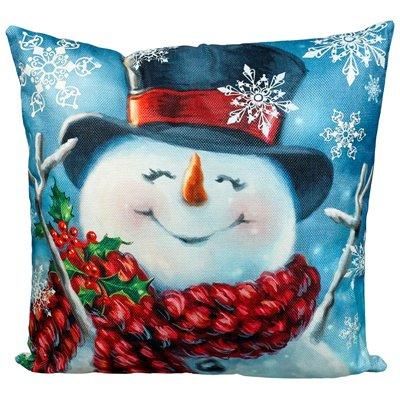 Netagon Happy Snowman Design Christmas Themed Cushion 45X45CM in White - Size: 45X45 cm - image 1