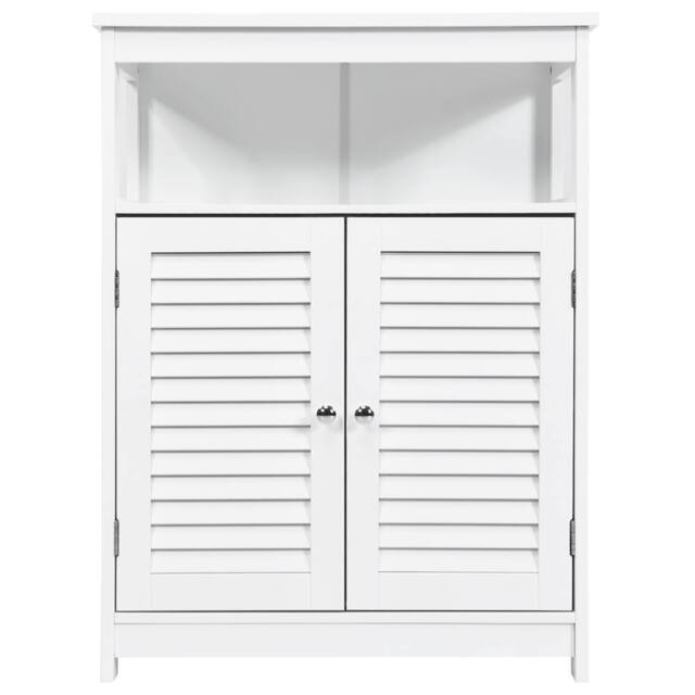 Costway Bathroom Floor Cabinet Wooden Storage Cupboard w/ Adjustable Shelf in White - image 1