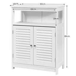 Costway Bathroom Floor Cabinet Wooden Storage Cupboard w/ Adjustable Shelf in White - thumbnail 2