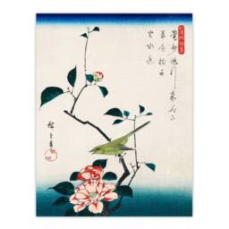 Artery8 Utagawa Hiroshige Framed Wall Art Print Camellia & Nightingale in Blue - Size: A4 - thumbnail 3
