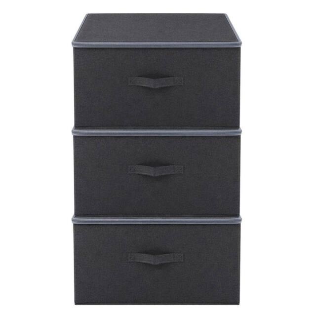 Havendro 3x Foldable Storage Boxes with Lid Home Fabric Box Clothes in Grey - image 1