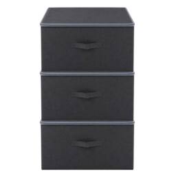Havendro 3x Foldable Storage Boxes with Lid Home Fabric Box Clothes in Grey