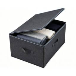 Havendro 3x Foldable Storage Boxes with Lid Home Fabric Box Clothes in Grey - thumbnail 3