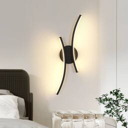 Pheashine Black Curved LED Wall Light, 20W 3000K Warm Light, Modern Sconce 44.5cm