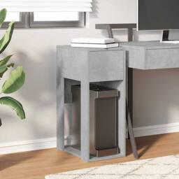Berkfield Home Durable Computer Tower Stand with Drawer Concrete Grey 30x44x74 cm - Size: 30 x 44 x 74 cm - thumbnail 1