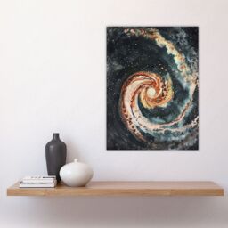 "Artery8 Space Whirlpool Spiral Galaxy M51 Watercolour Wall Art Print in Grey - Size: W18"" x H24""" - thumbnail 4