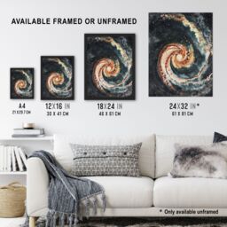 "Artery8 Space Whirlpool Spiral Galaxy M51 Watercolour Wall Art Print in Grey - Size: W18"" x H24""" - thumbnail 3