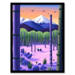 Artery8 Panda Bear Bamboo Forest Japan Mountain Landscape Framed Art Print - Size: A4 - thumbnail 1