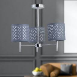 First Choice Lighting Set of 2 Brea - Chrome 3 Light Fittings with Grey Cut Out Shades in Silver - thumbnail 5