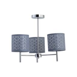 First Choice Lighting Set of 2 Brea - Chrome 3 Light Fittings with Grey Cut Out Shades in Silver - thumbnail 2