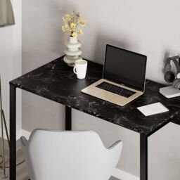 Decortie Inna' Modern Work Table with Sturdy Black Metal Legs 110cm - Size: 1 Pack - thumbnail 3