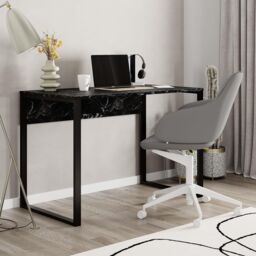 Decortie Inna' Modern Work Table with Sturdy Black Metal Legs 110cm - Size: 1 Pack