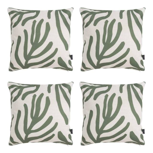 icon Indoor & Outdoor Waterproof Cushion Set of 4 Teal Grey Geometric Waterproof Cushion in Natural - Size: 43 cm x 43 cm - image 1