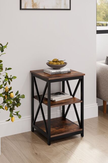 Vintage Square Wooden Side Table with Dual Shelves in Brown - image 1