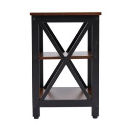 Vintage Square Wooden Side Table with Dual Shelves in Brown - thumbnail 6