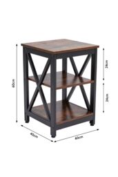 Vintage Square Wooden Side Table with Dual Shelves in Brown - thumbnail 9