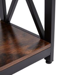 Vintage Square Wooden Side Table with Dual Shelves in Brown - thumbnail 8