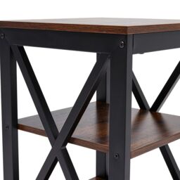 Vintage Square Wooden Side Table with Dual Shelves in Brown - thumbnail 7