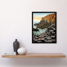 "Artery8 The Giants Causeway Artwork Ireland Coastal Cliffs Volcanic Formation Irish Sea Art Print Framed Poster Wall Decor - Size: W12"" x H16""" - thumbnail 4