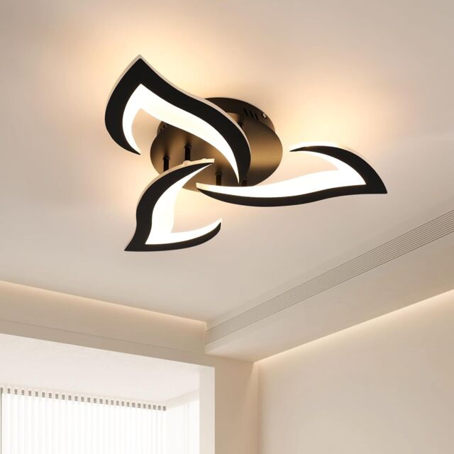 COMELY Modern 36W LED Ceiling Light, 3-Light Black Flower Fittings, 3000K - image 1