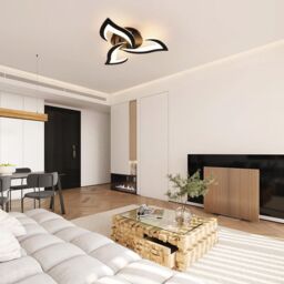 COMELY Modern 36W LED Ceiling Light, 3-Light Black Flower Fittings, 3000K - thumbnail 2