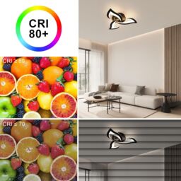 COMELY Modern 36W LED Ceiling Light, 3-Light Black Flower Fittings, 3000K - thumbnail 7