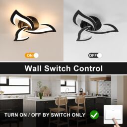COMELY Modern 36W LED Ceiling Light, 3-Light Black Flower Fittings, 3000K - thumbnail 5