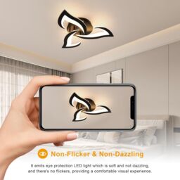 COMELY Modern 36W LED Ceiling Light, 3-Light Black Flower Fittings, 3000K - thumbnail 6
