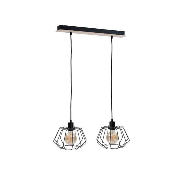 Netlighting Soho Bar Pendant Ceiling Light Wood 55cm 2x E27 in Brown