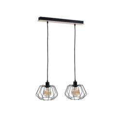 Netlighting Soho Bar Pendant Ceiling Light Wood 55cm 2x E27 in Brown