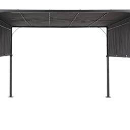 Wyld and Coco Grey Pergola Powder Coat Steel Sliding Canopy and Solar LED Lights - thumbnail 2