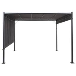 Wyld and Coco Grey Pergola Powder Coat Steel Sliding Canopy and Solar LED Lights - thumbnail 4