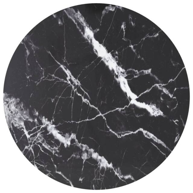 Berkfield Home Table Top Black Ã˜80x1 cm Tempered Glass with Marble Design - Size: 80x1 cm - image 1