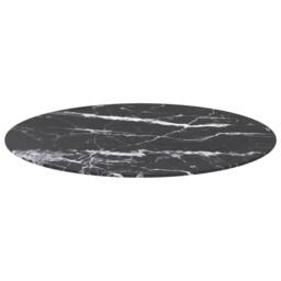 Berkfield Home Table Top Black Ã˜80x1 cm Tempered Glass with Marble Design - Size: 80x1 cm - thumbnail 2