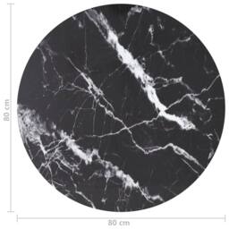 Berkfield Home Table Top Black Ã˜80x1 cm Tempered Glass with Marble Design - Size: 80x1 cm - thumbnail 4