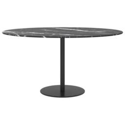 Berkfield Home Table Top Black Ã˜80x1 cm Tempered Glass with Marble Design - Size: 80x1 cm - thumbnail 3