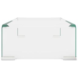 Berkfield Home TV Stand/Monitor Riser Glass Clear 40x25x11 cm - Size: 40 x 25 x 11 cm - thumbnail 4
