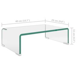 Berkfield Home TV Stand/Monitor Riser Glass Clear 40x25x11 cm - Size: 40 x 25 x 11 cm - thumbnail 6